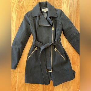 Michael Kors black belted coat size xs